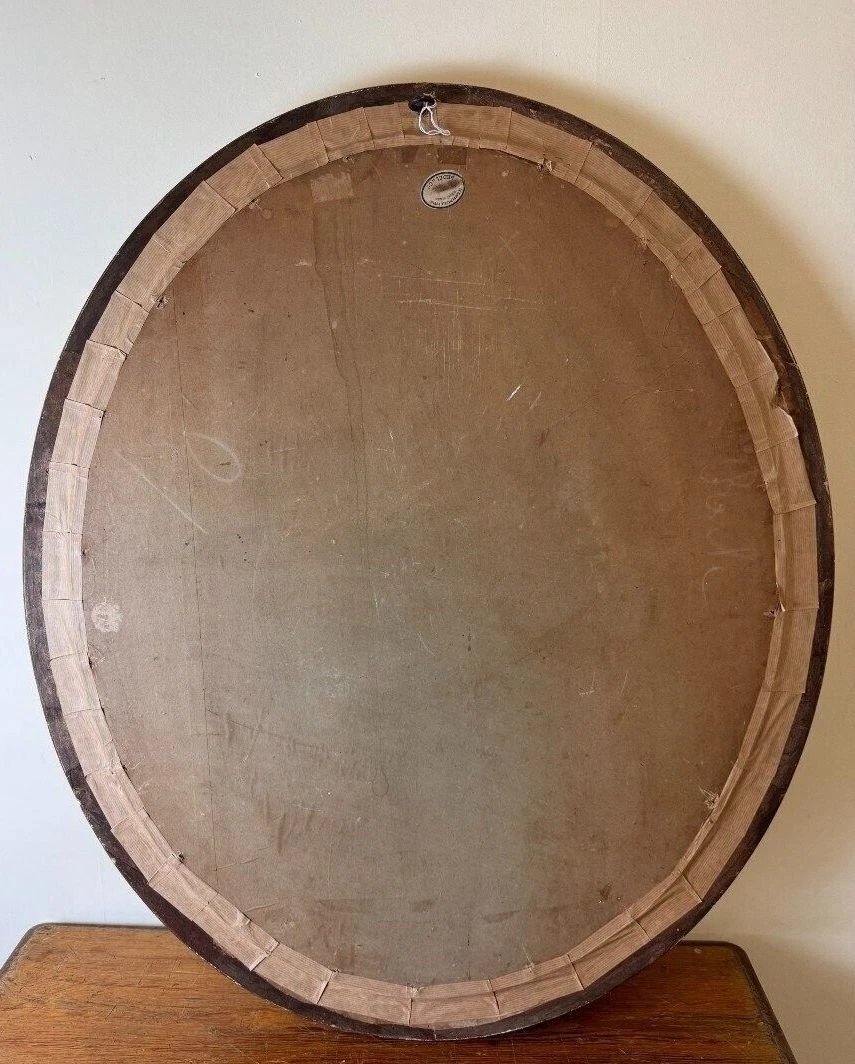 Très grand tableau au pastel en médaillon époque art nouveau vers 1900 /h 103cm-photo-3
