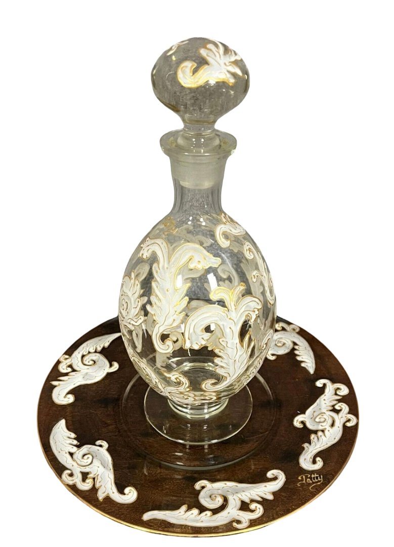 Luxueux ensemble carafe et plateau en cristal / Murano - Baccarat - Saint Louis-photo-2