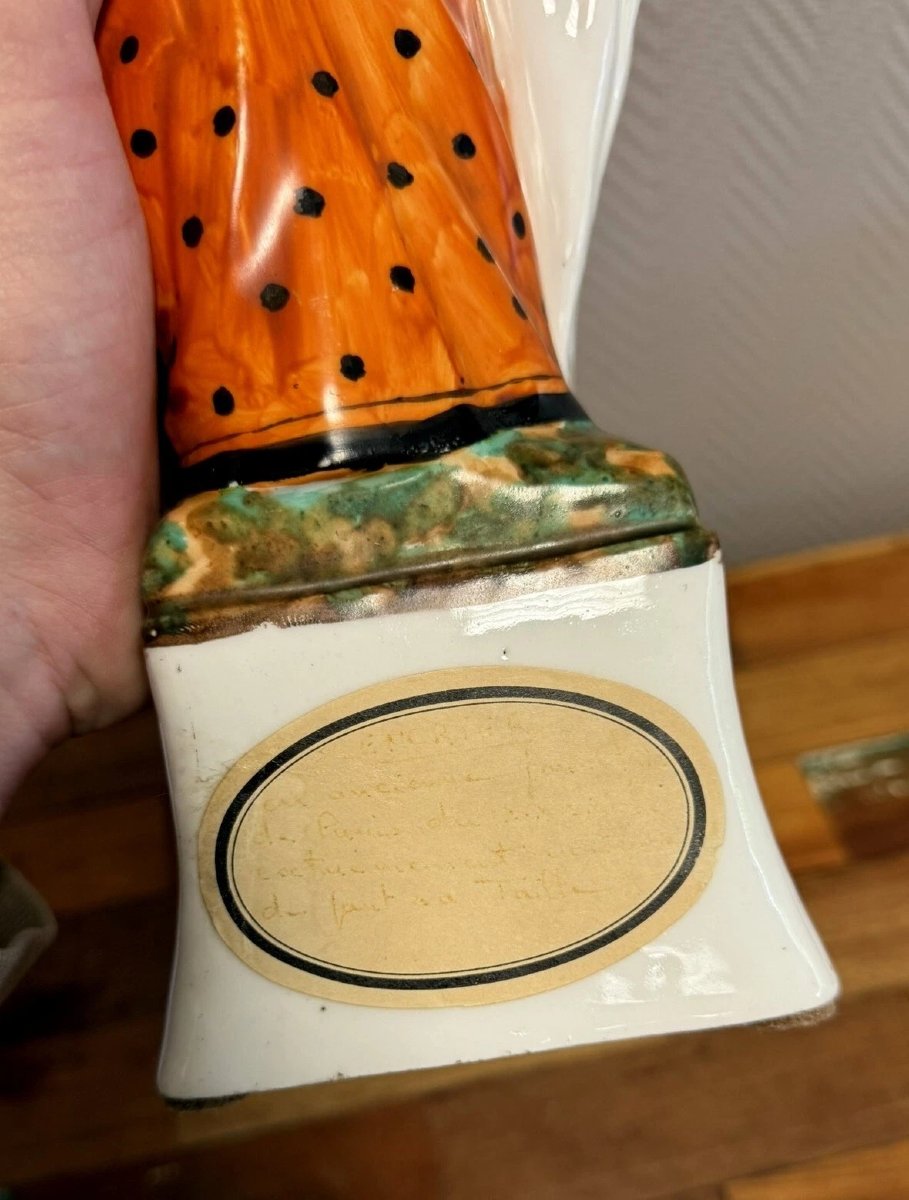 Large Polychrome Paris Porcelain Pen Holder From The 19th Century-photo-4