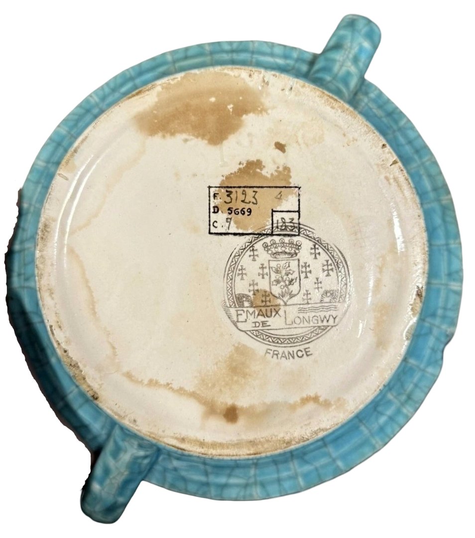 Longwy : Importante coupe ou vide poche en émaux polychromes cloisonnés-photo-4