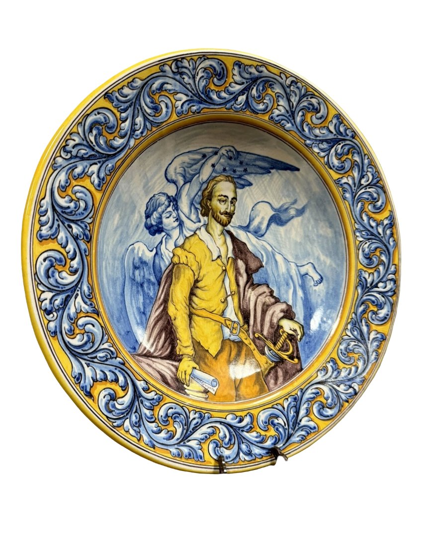 Faïences de Talavera Espagne : grand plat a décors d'une scène mythologique-photo-2