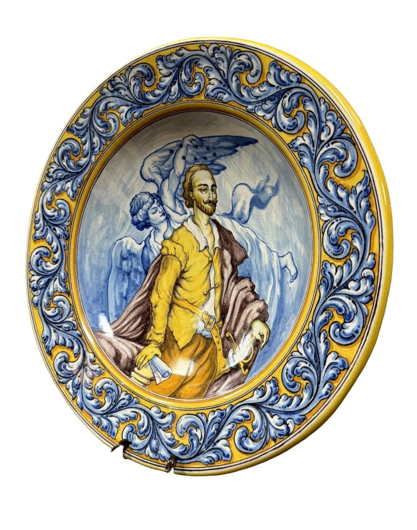 Faïences de Talavera Espagne : grand plat a décors d'une scène mythologique-photo-3