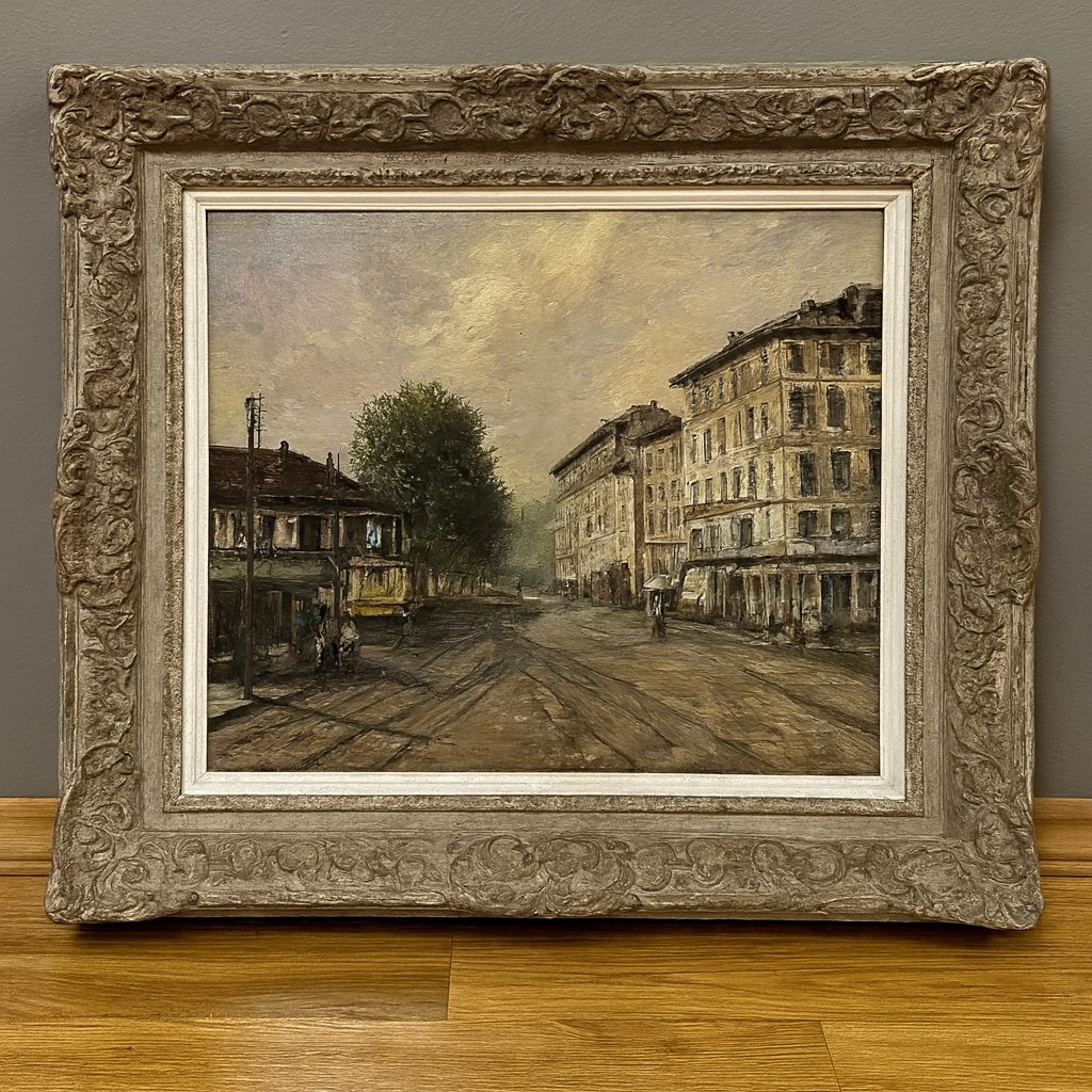 École Italienne du XXe :Huile sur Toile par Enrico Gatti signée, située et datée