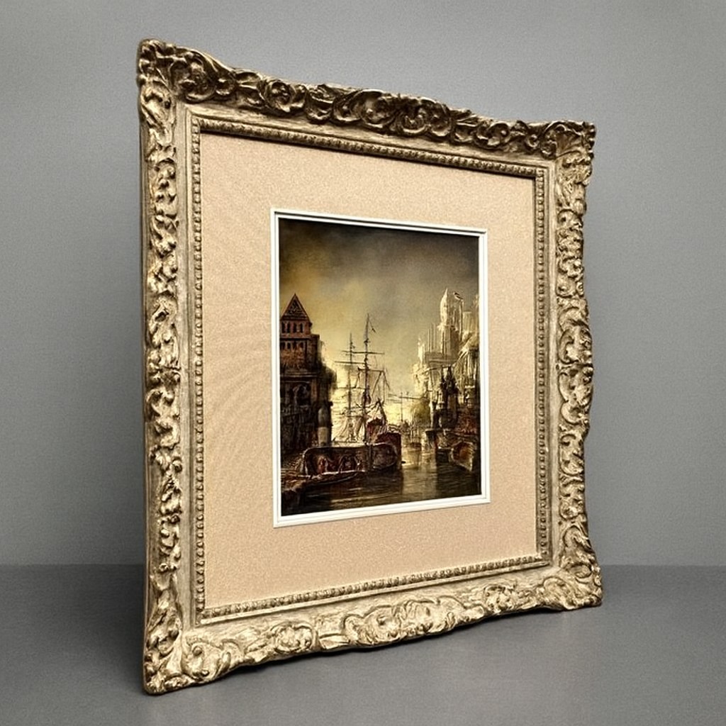 Flemish School Of Quality From The 19th Century: Painting Of A Lively Port Scene