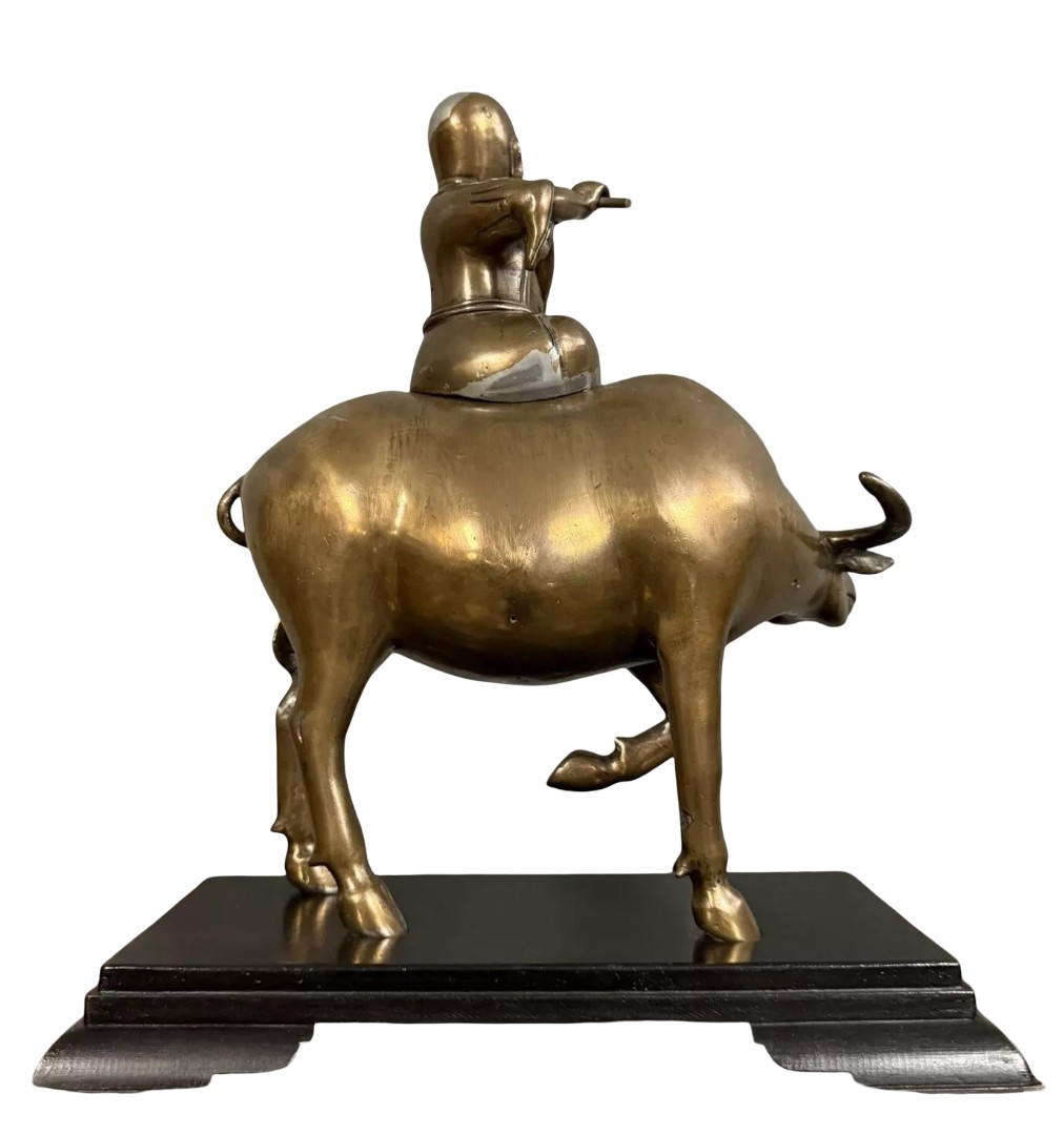 Asia 20th Century: Bronze Sculpture With Copper Patina And Traces Of Silver Plating