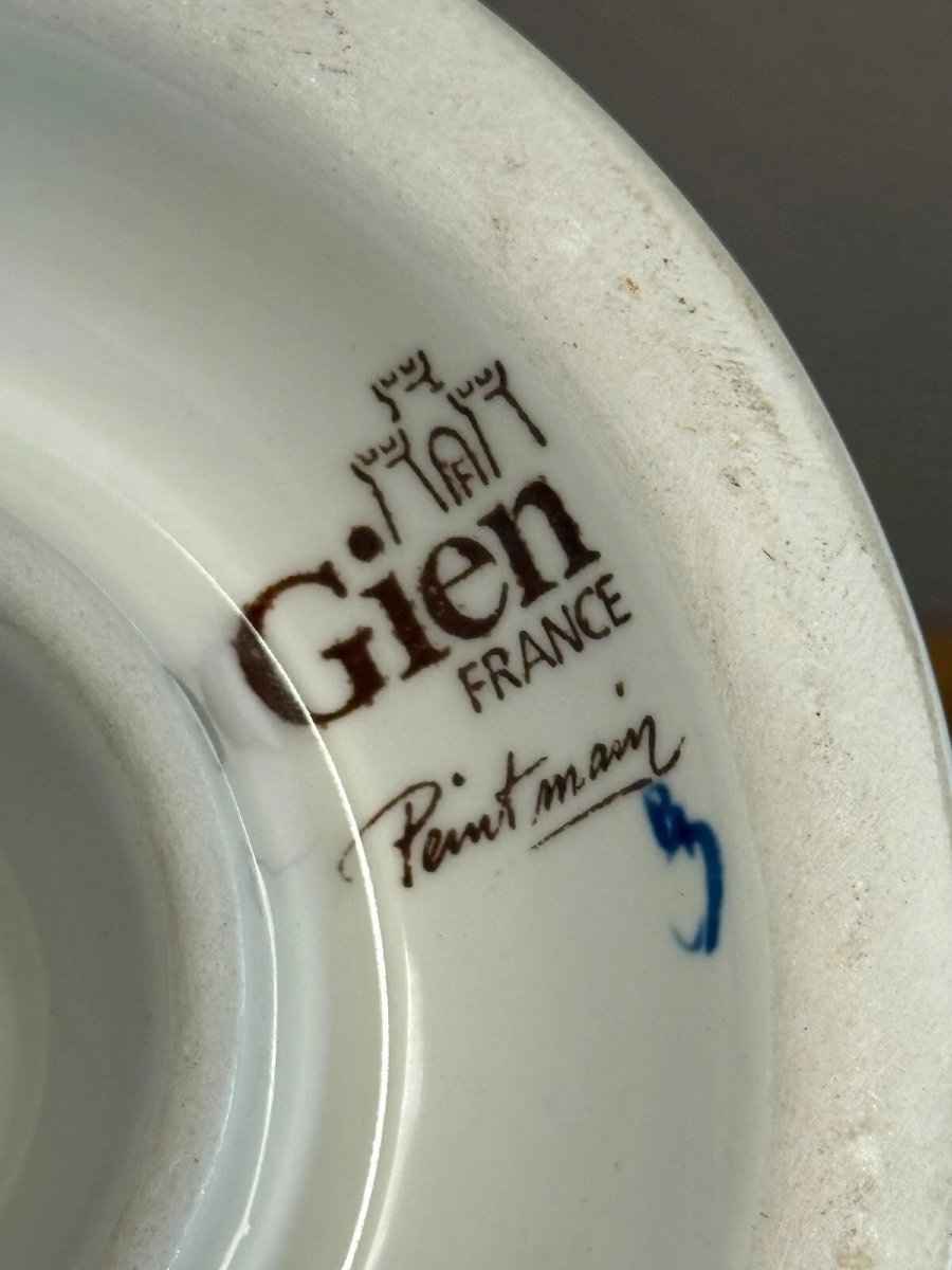 Gien: Important Earthenware Vase With Peony Decoration, 20th Century-photo-1