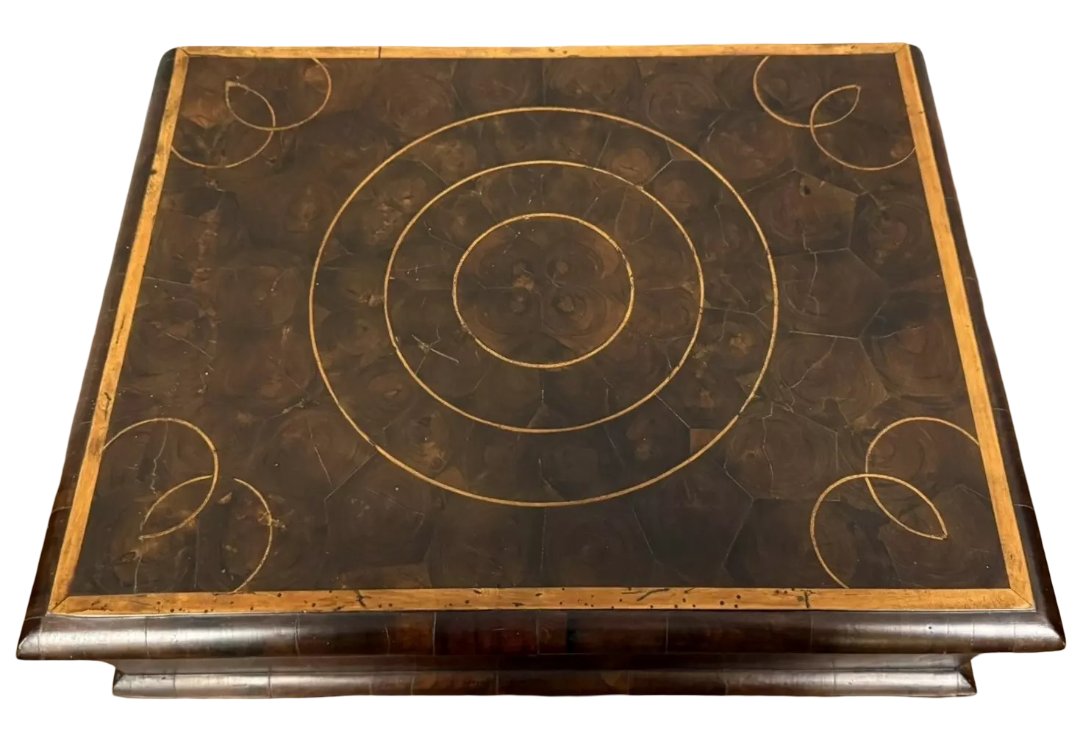 Angleterre XIXeme : Grand coffret en marquéterie de bois précieux vers 1880-photo-1