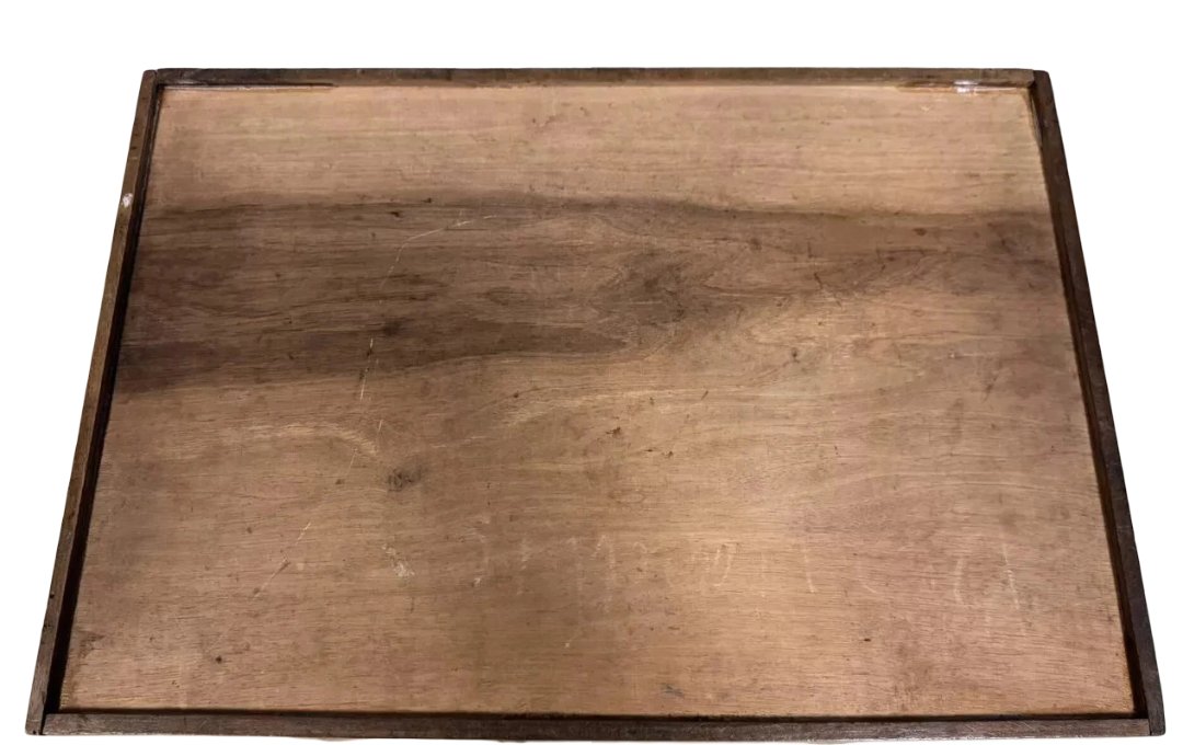 D'après Emile Gallé : Plateau rectangulaire en bois à décor marqueté de chardons-photo-2