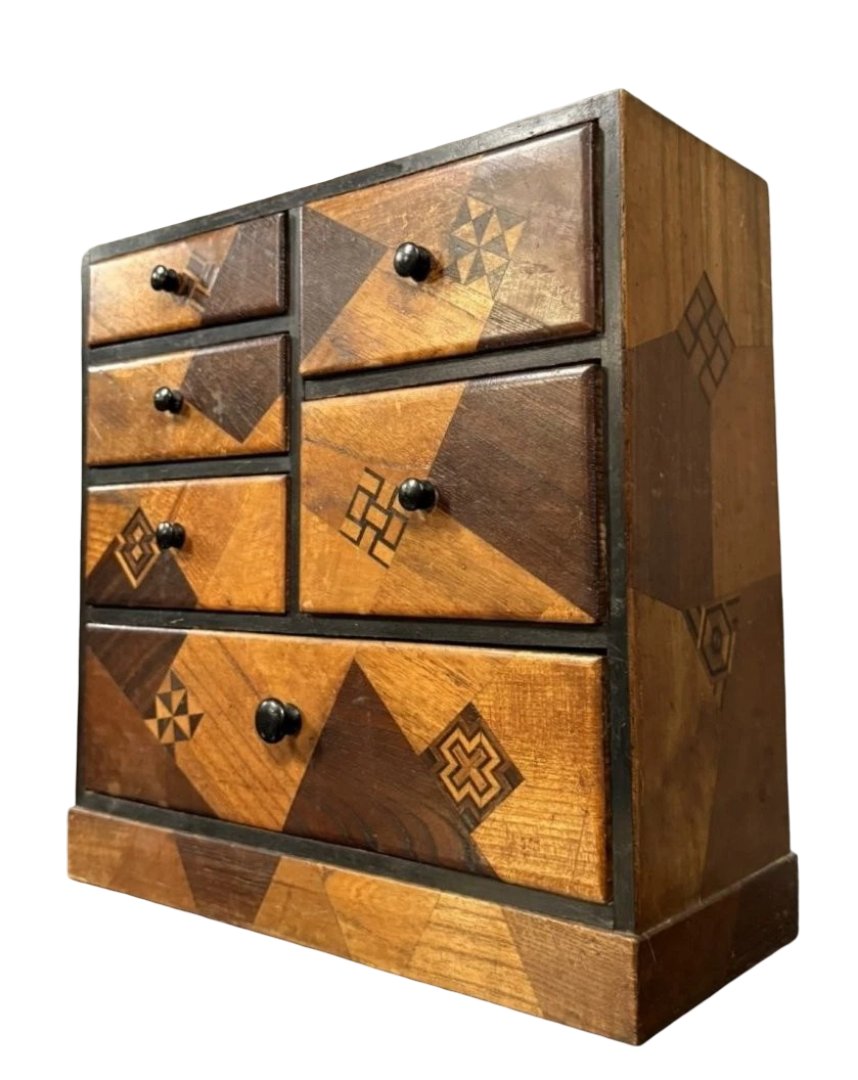 Japon XIXeme : cabinet en marquéterie toutes faces vers 1850-photo-1