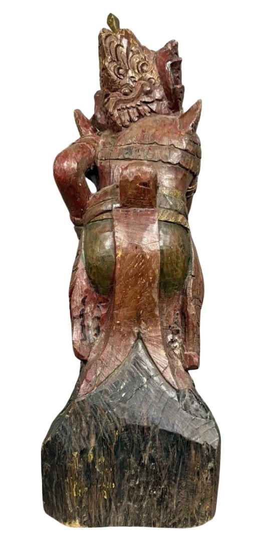 India Mid-19th Century: Very Large Carved Wooden Statue Depicting A God-photo-2