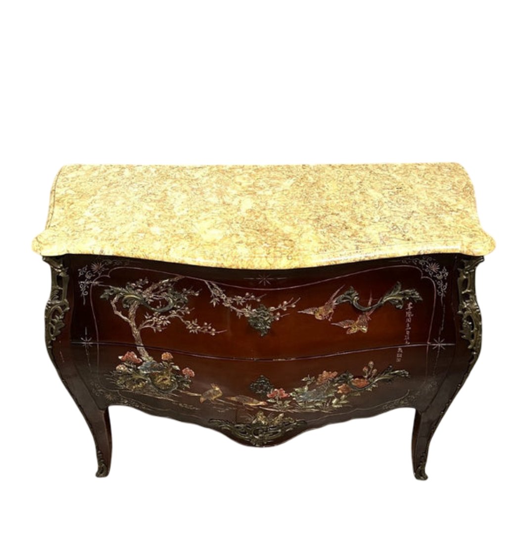 Curved Lacquered Chest Of Drawers With Japanese-style Decor-photo-1