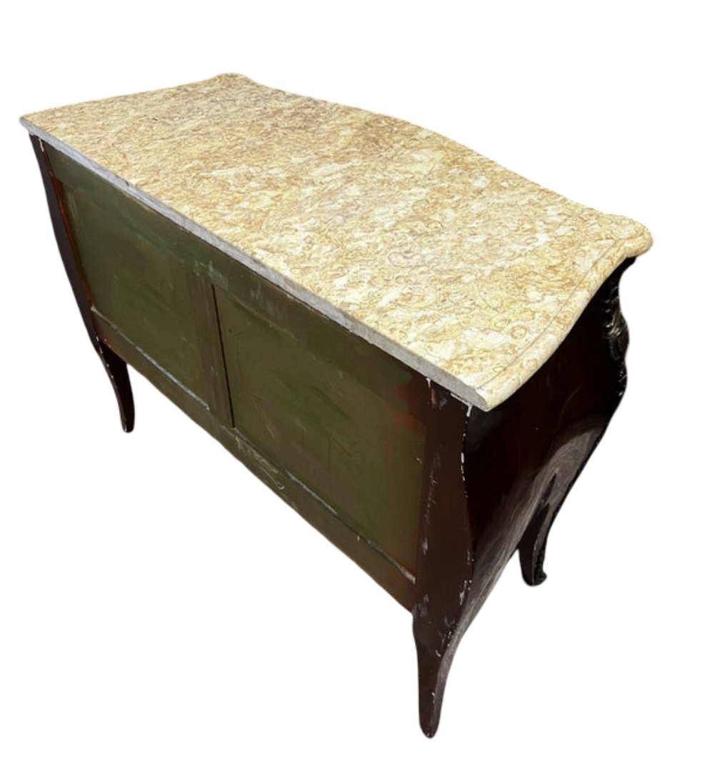 Curved Lacquered Chest Of Drawers With Japanese-style Decor-photo-4