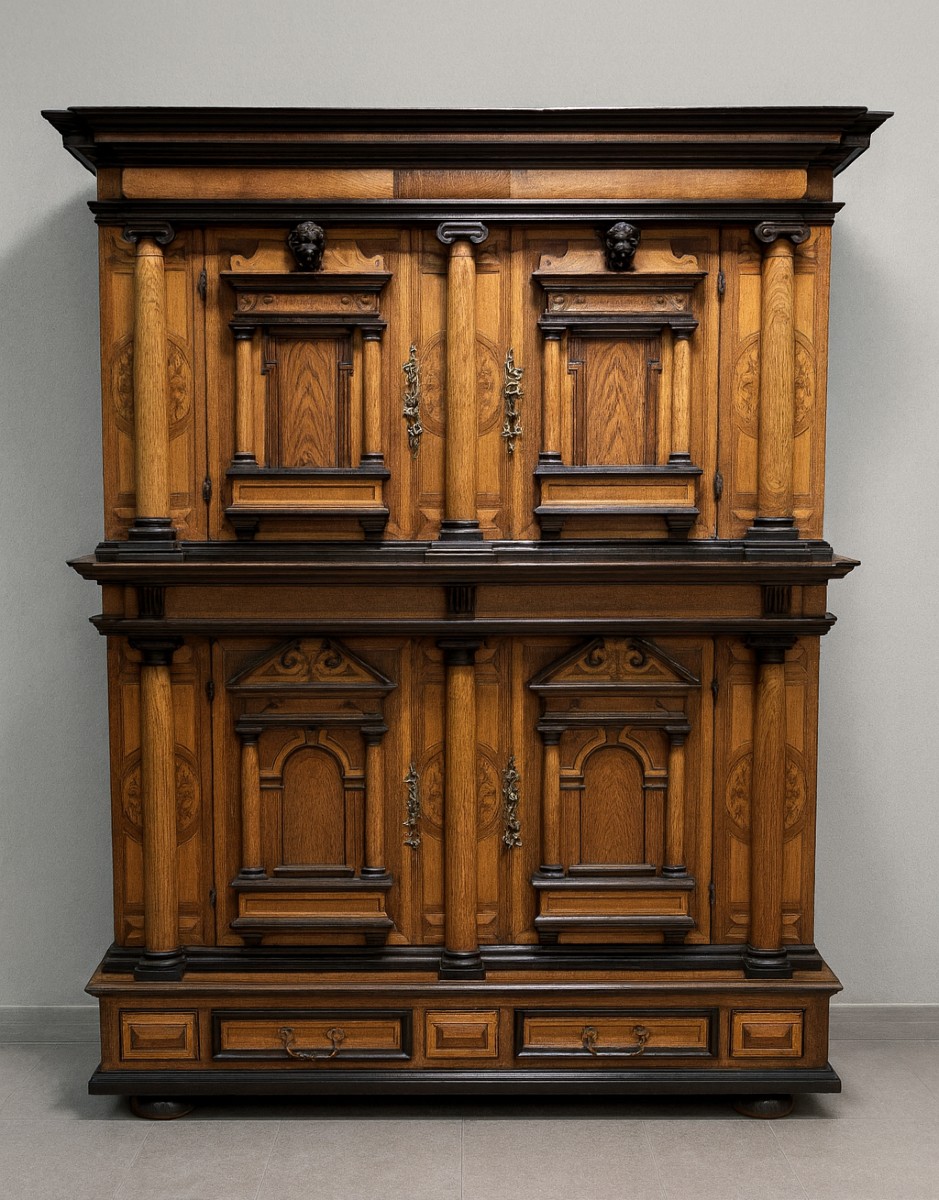 2-part Cabinet Or Cupboard With An Architectural Facade Of The Renaissance Style, 19th Century