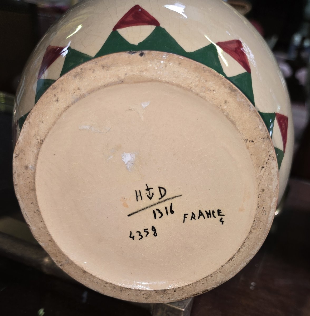 Desvres par Henri Delcourt : paire de vase Art déco signés -photo-6