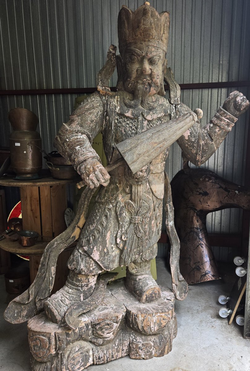 Asia 19th Century: Gigantic Wooden Sculpture / Height 233cm-photo-1