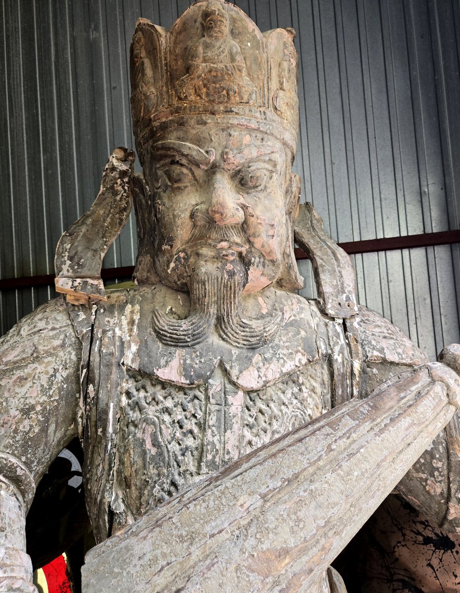 Asia 19th Century: Gigantic Wooden Sculpture / Height 233cm-photo-3