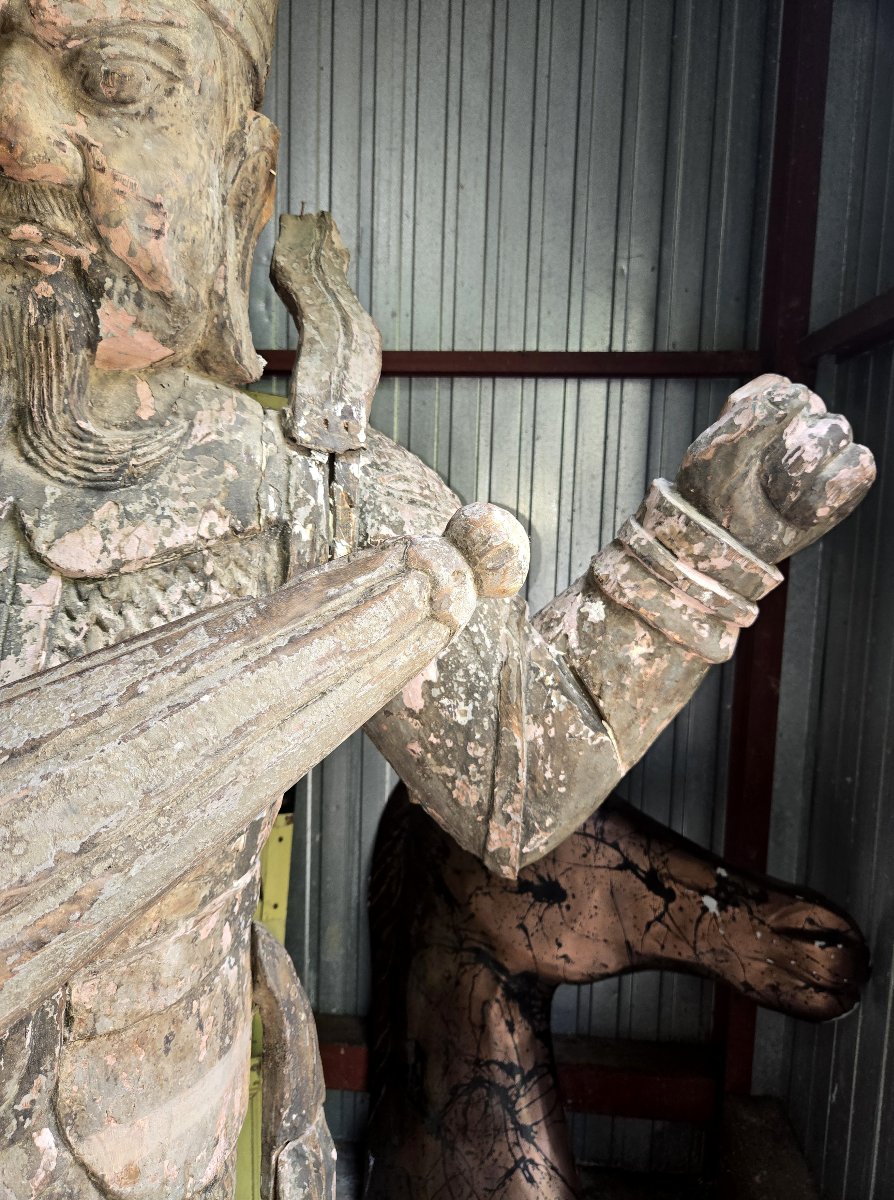 Asia 19th Century: Gigantic Wooden Sculpture / Height 233cm-photo-5