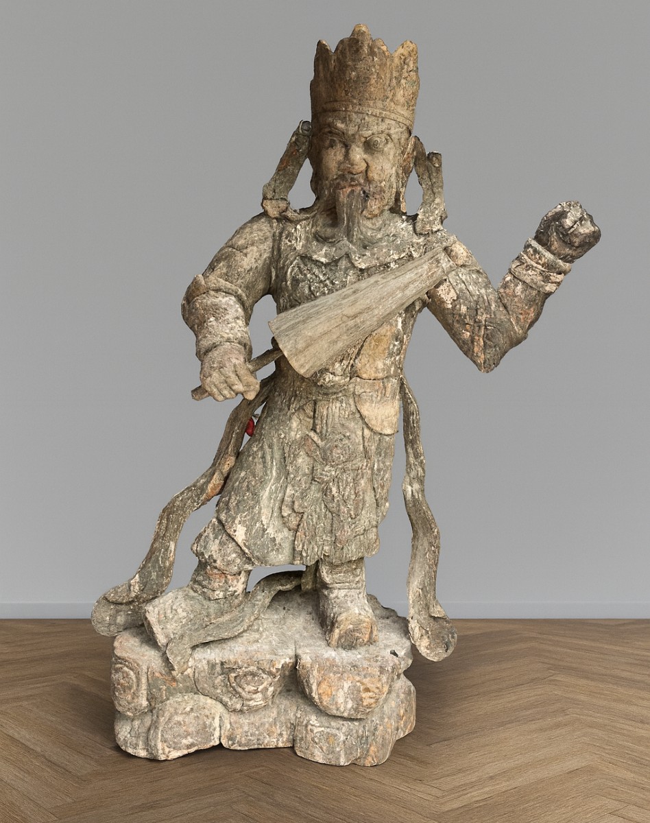 Asia 19th Century: Gigantic Wooden Sculpture / Height 233cm