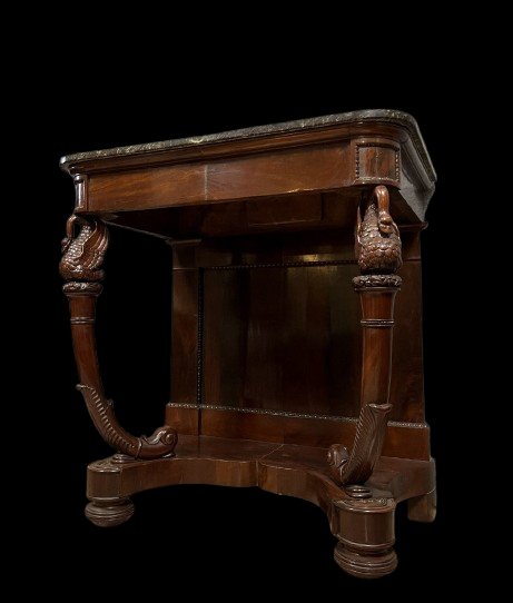 Empire Period Console Table With Swans In Mahogany Circa 1800-1820-photo-1