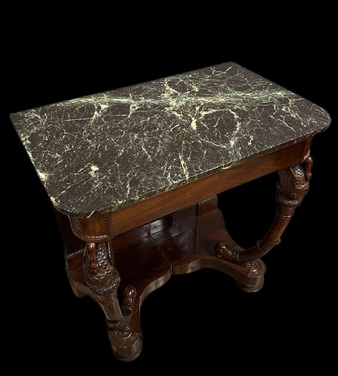 Empire Period Console Table With Swans In Mahogany Circa 1800-1820-photo-2