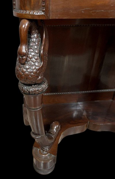 Empire Period Console Table With Swans In Mahogany Circa 1800-1820-photo-3