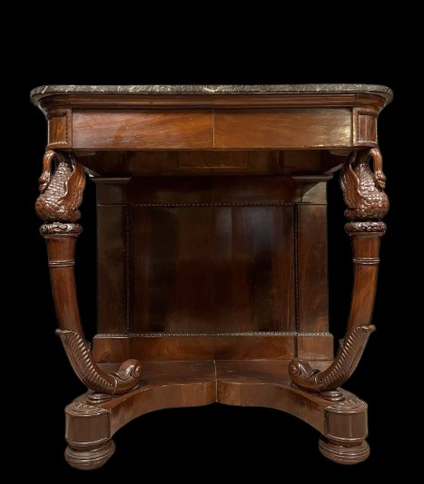 Empire Period Console Table With Swans In Mahogany Circa 1800-1820