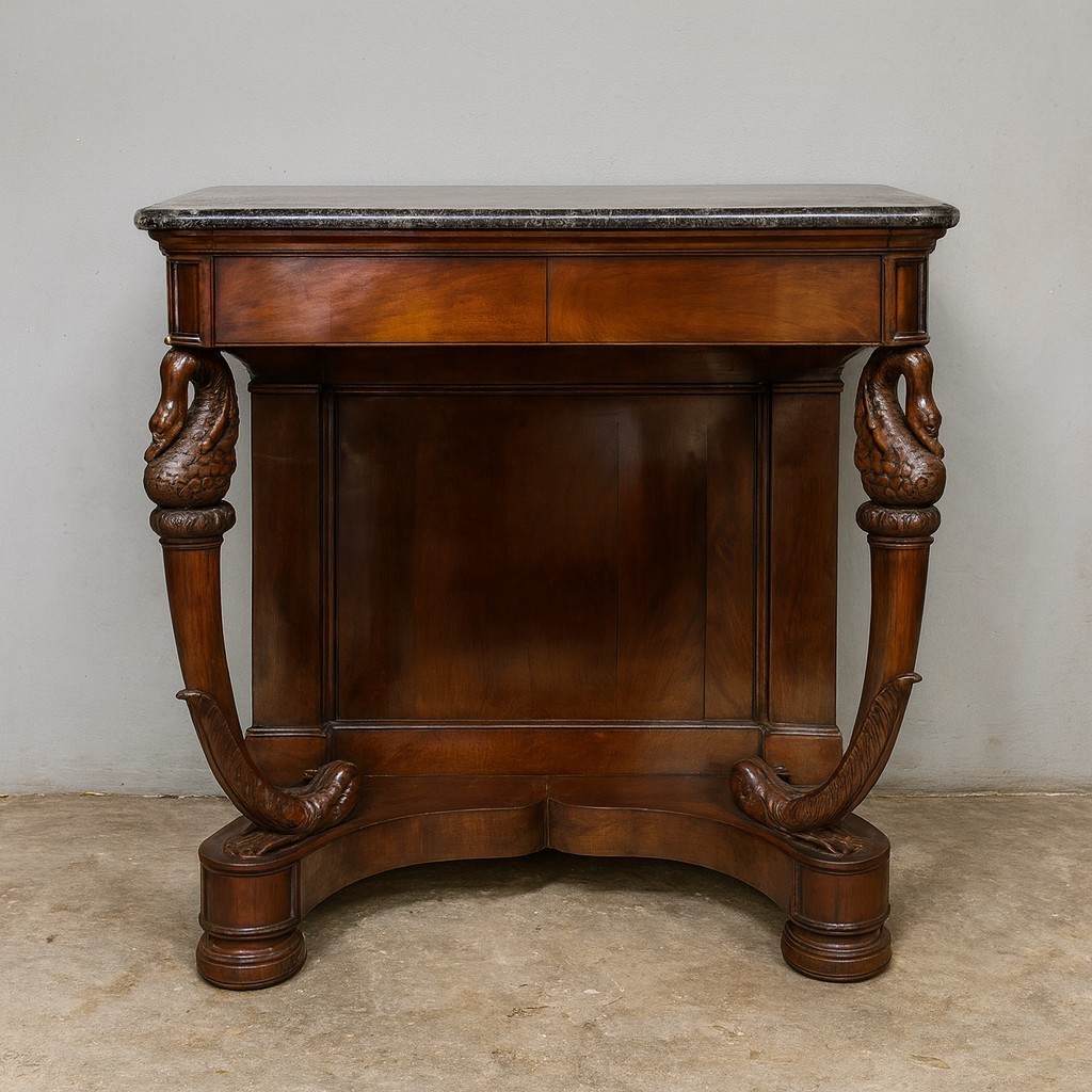 Empire Period Console Table With Swans In Mahogany Circa 1800-1820