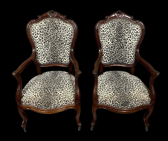 Pair Of Napoleon III Period Violin-shaped Armchairs In Mahogany, 19th Century
