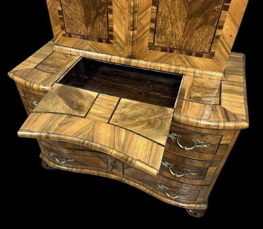 Cabinet galbé a caches secrétes époque Louis XIV en marqueterie époque XVIIeme-photo-2