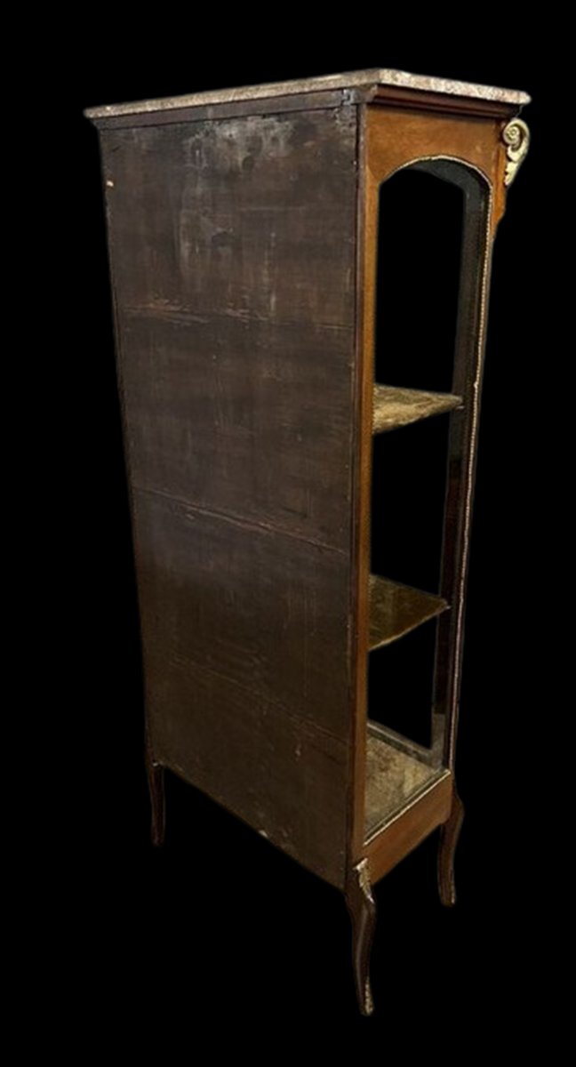 Louis XV Style 3-sided Glass Display Case In Mahogany And Gilded Bronze, 19th Century-photo-2