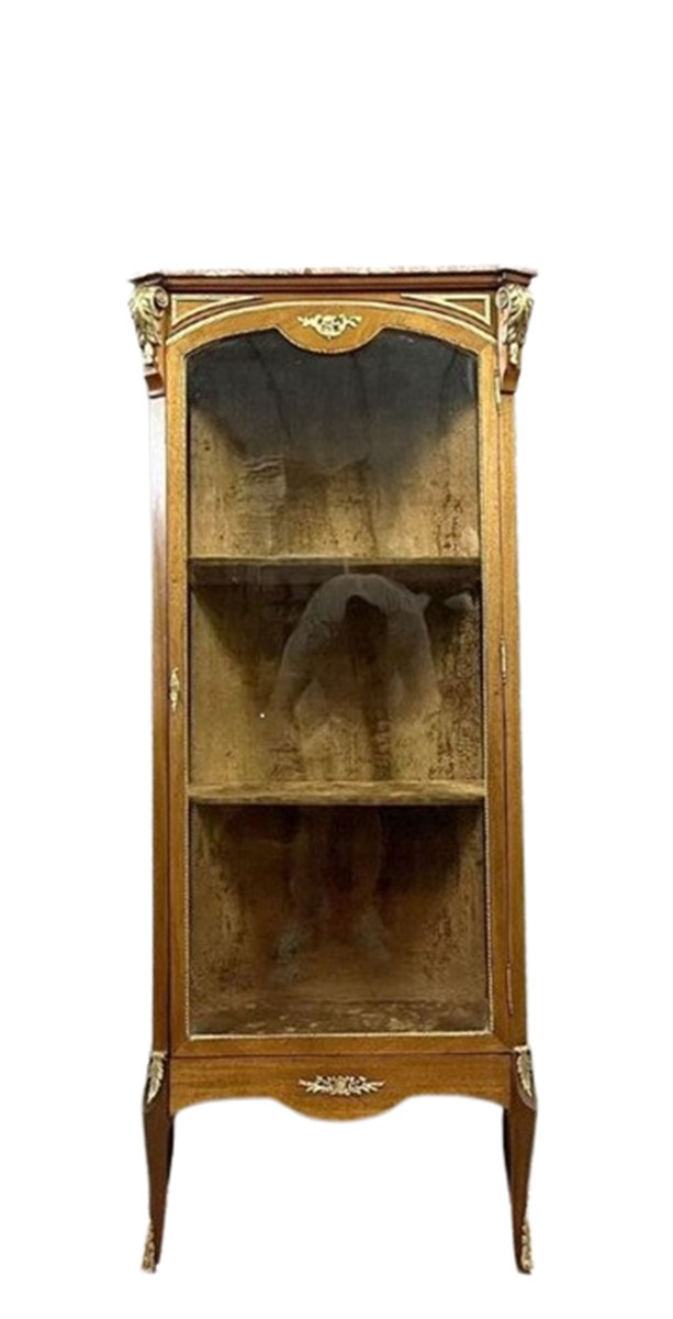 Louis XV Style 3-sided Glass Display Case In Mahogany And Gilded Bronze, 19th Century