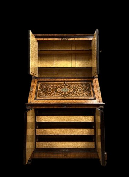 Lemarchand-Lemoine : Cabinet estampillé époque Nap. III en Nacre et marquéterie-photo-1