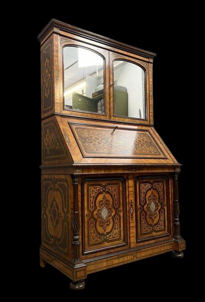 Lemarchand-Lemoine : Cabinet estampillé époque Nap. III en Nacre et marquéterie-photo-2