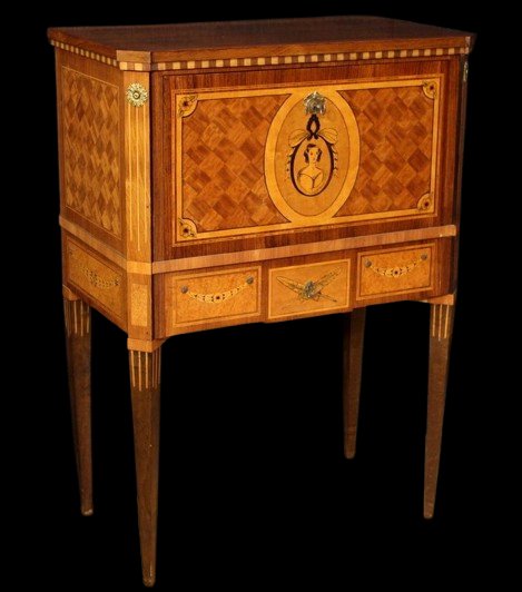 Bargueno Louis XVI Style Secretary Cabinet In Precious Wood Marquetry-photo-4