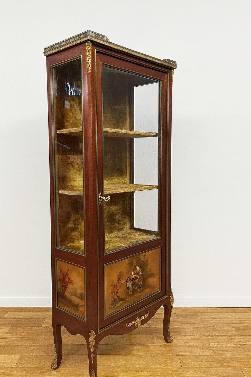 Louis XV Style Gallery Display Case Stamped In Mahogany And Martin Varnish, 19th Century