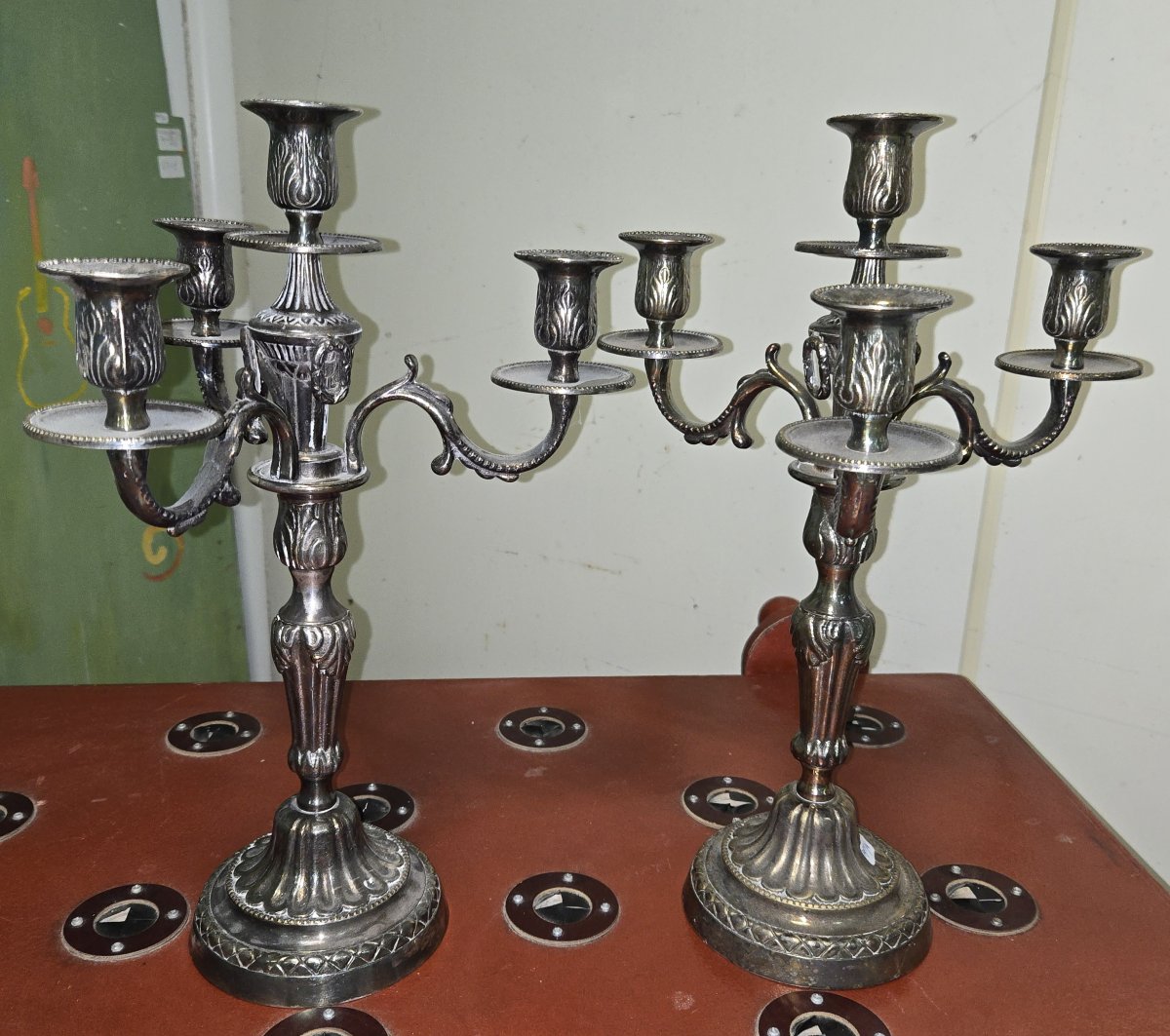 Pair Of Silver-plated Metal Candlesticks-photo-1