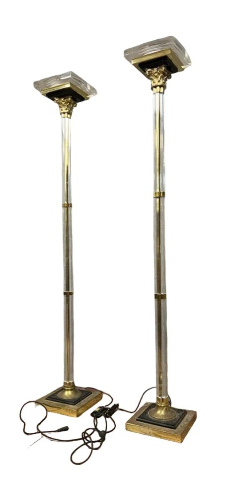 Maison Roméo : paire de grands lampadaires en colonne vers 1970-photo-4