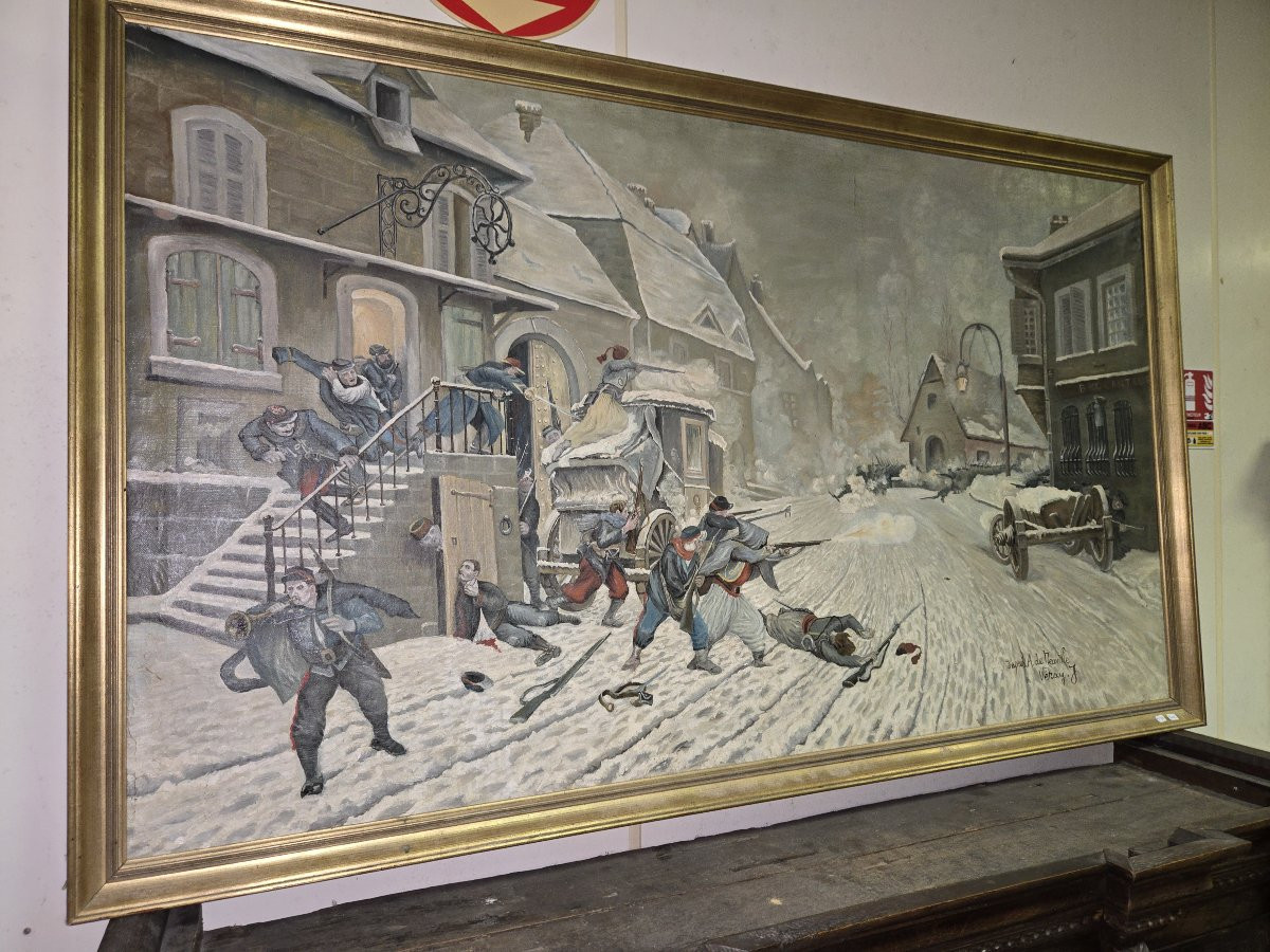 After A De Neuville By J Véray: Huge Oil On Canvas -photo-1