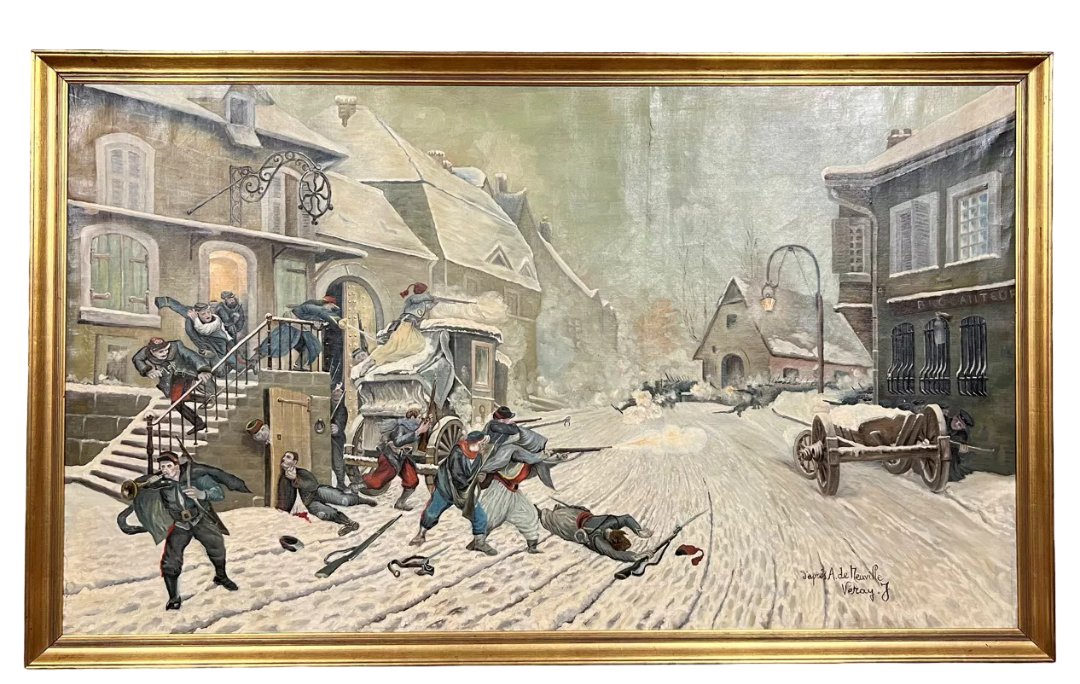 After A De Neuville By J Véray: Huge Oil On Canvas -photo-4