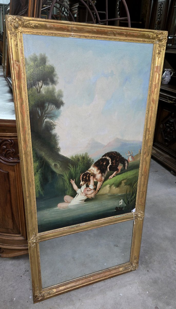 Large Trumeau Mirror From The Napoleon III Period-photo-1