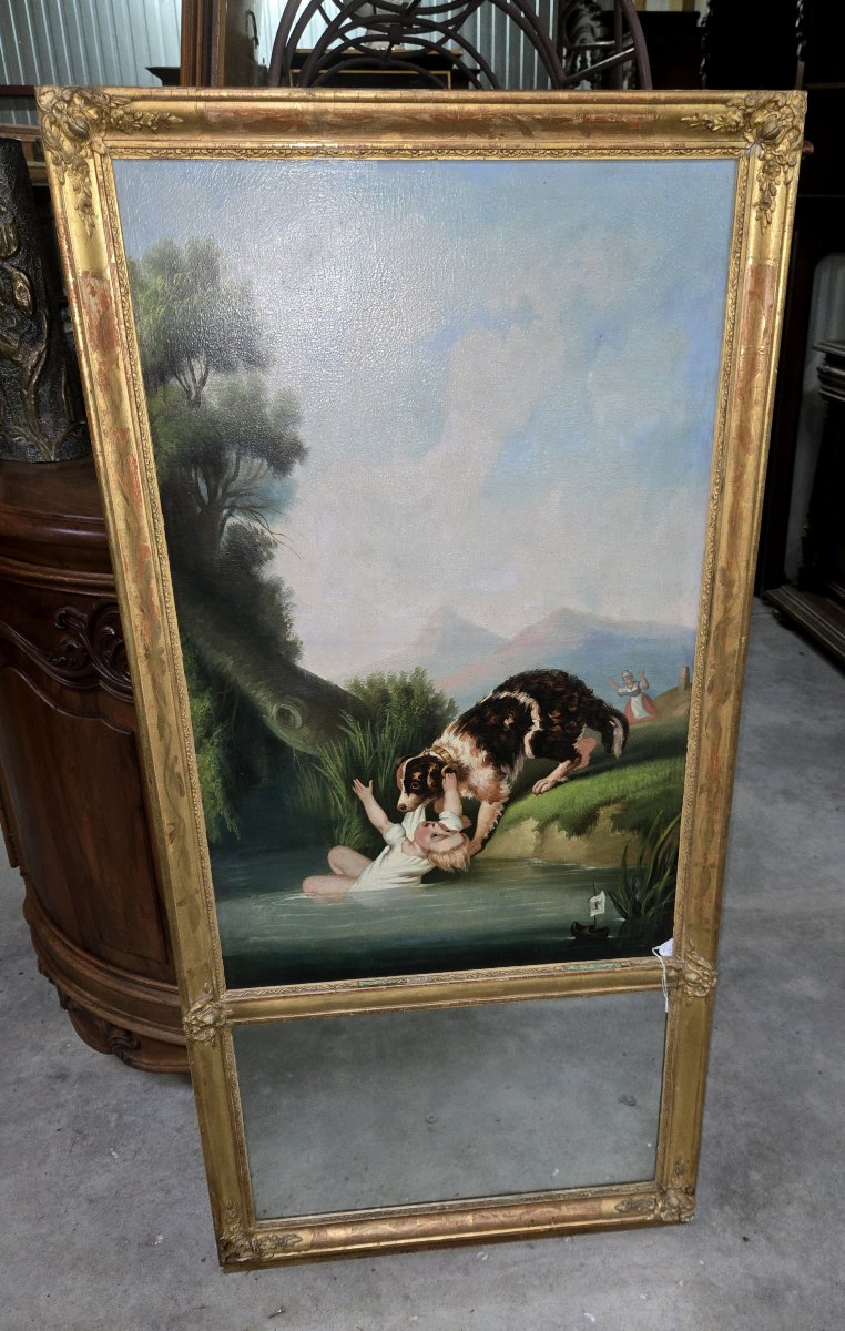 Large Trumeau Mirror From The Napoleon III Period-photo-2
