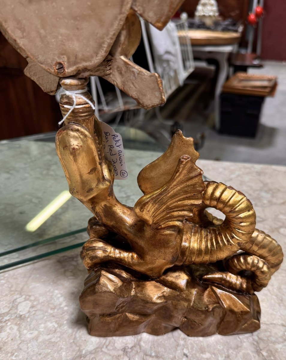 D'après Gabriel Viardot : miroir au dragon en bois doré -photo-2