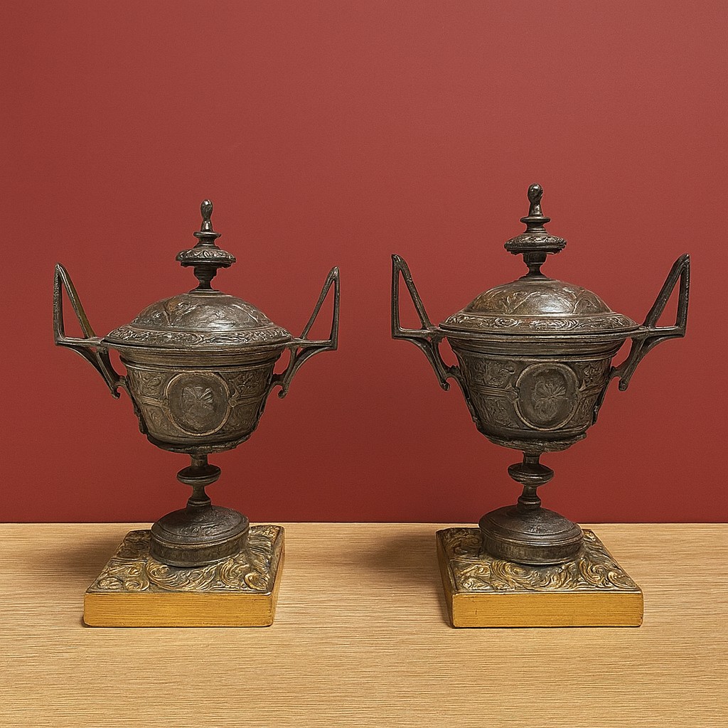 Paire de cassolettes en bronze époque XIXeme