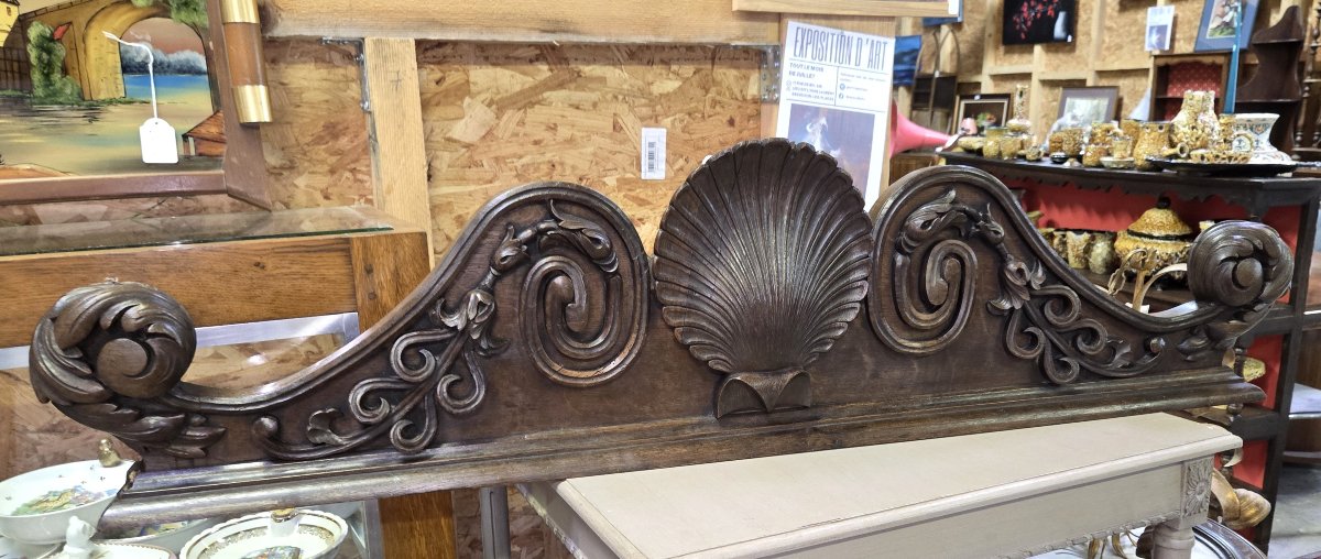 Grand fronton dessus de porte style Louis XV en noyer / 141cm-photo-1