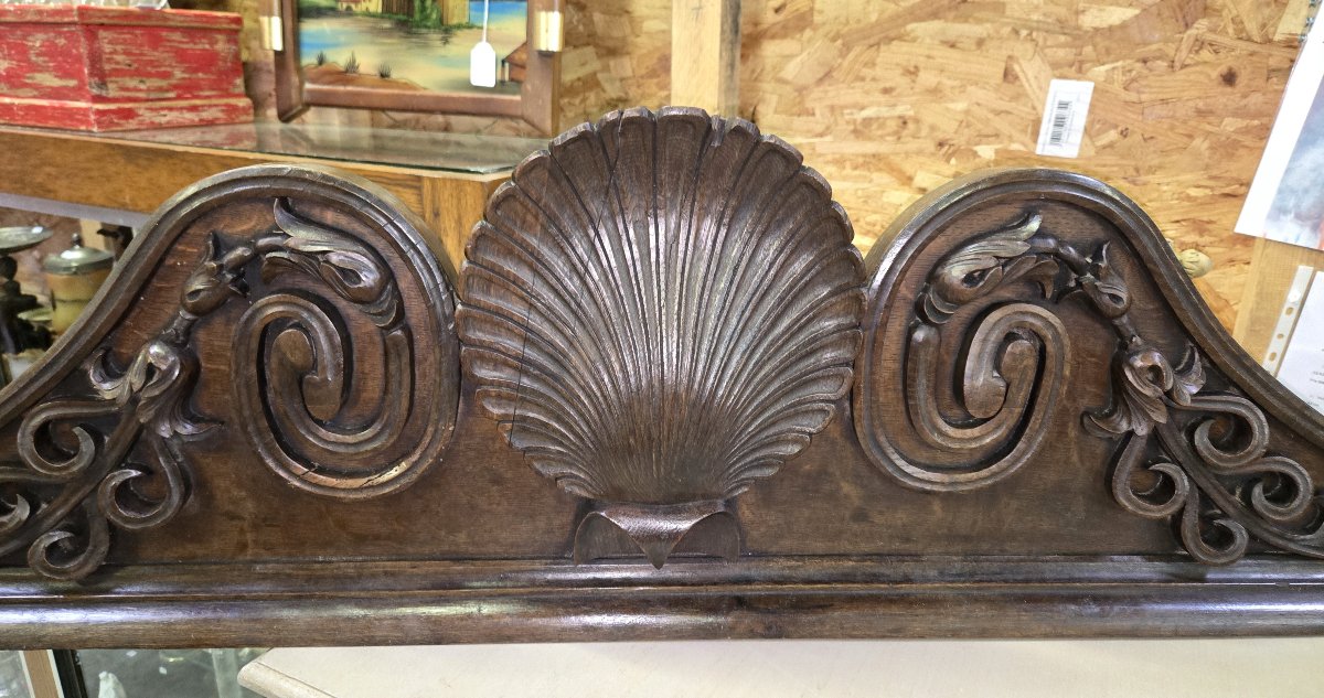 Grand fronton dessus de porte style Louis XV en noyer / 141cm-photo-4