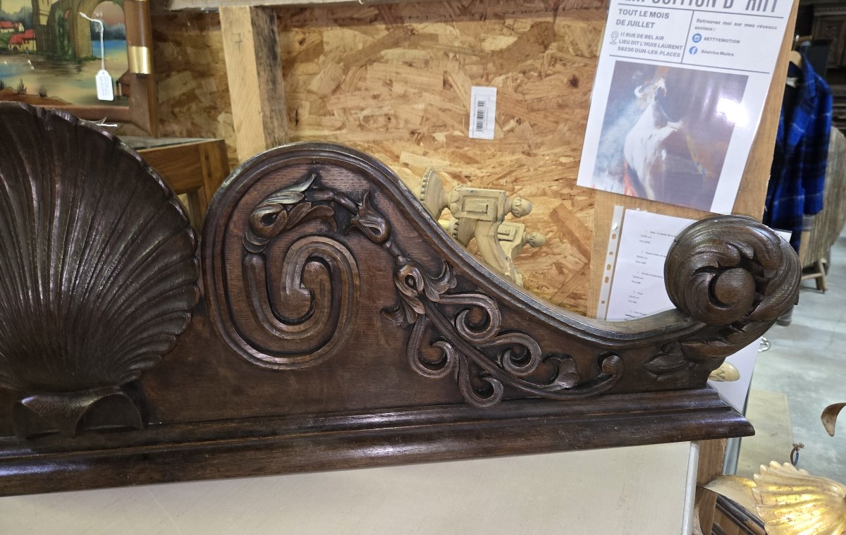 Grand fronton dessus de porte style Louis XV en noyer / 141cm-photo-6