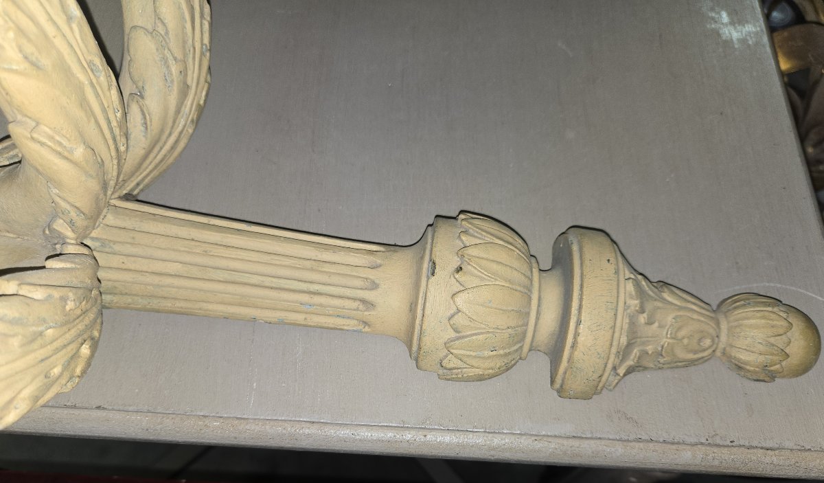 Large Louis XVI Wall Lamp In Lacquered Wood-photo-4