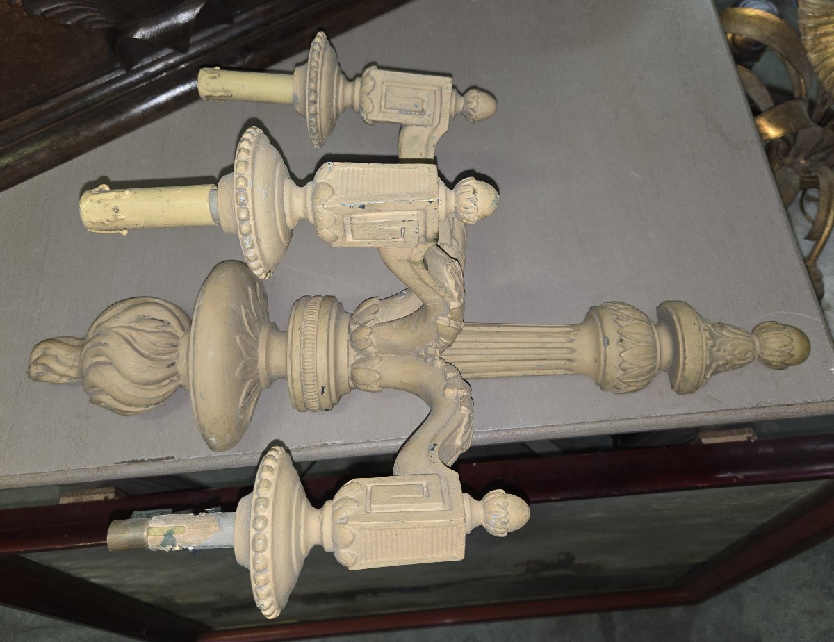 Large Louis XVI Wall Lamp In Lacquered Wood