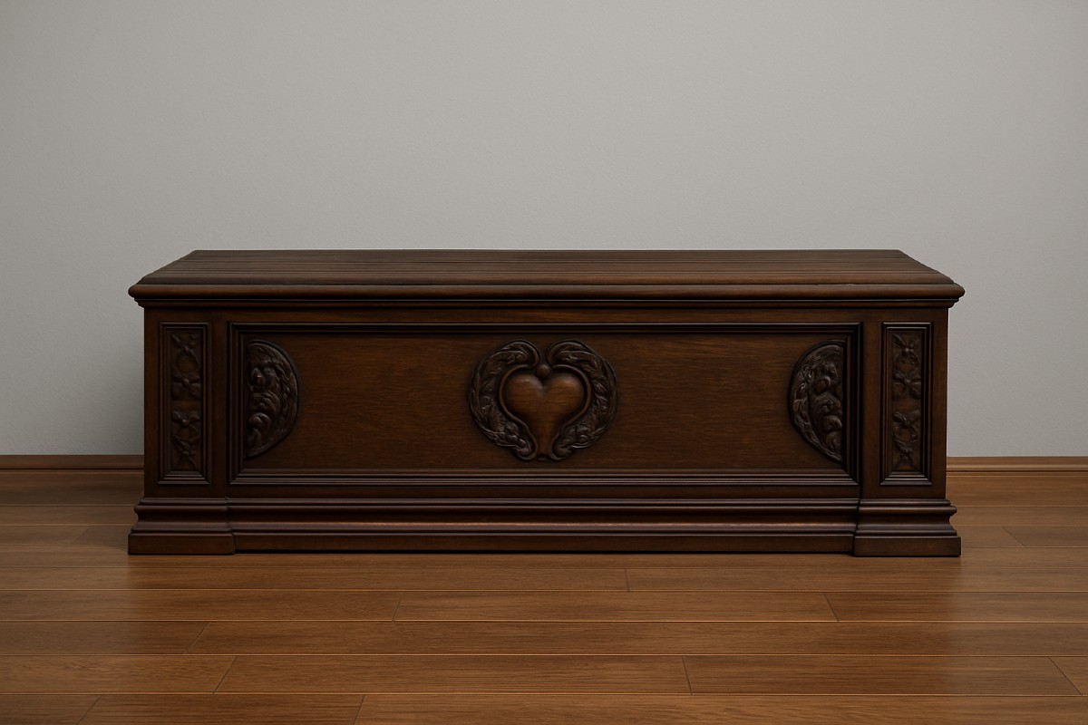 Coffre de mariage époque XVIIeme en noyer  