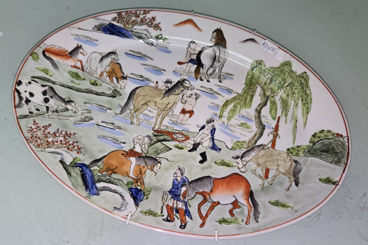 Luneville C. Boutet :  grand plat en faience décors Chinois-photo-3